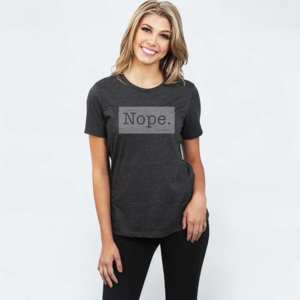 Thread Tank NOPE Womens Fashion Relaxed T-Shirt Charcoal Grey Size Medium